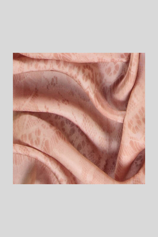 Dantel Desenli Twill Pudra İpek Eşarp - 2
