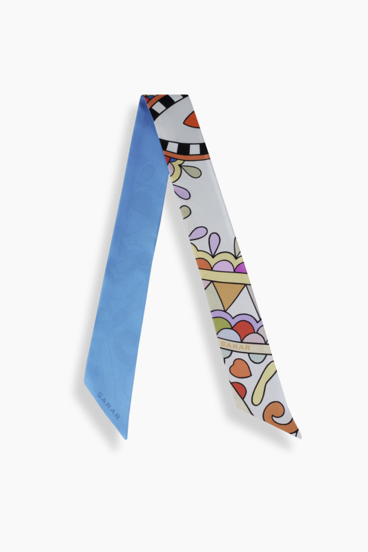 Delfina İpek Twill Mavi Fular - SARAR