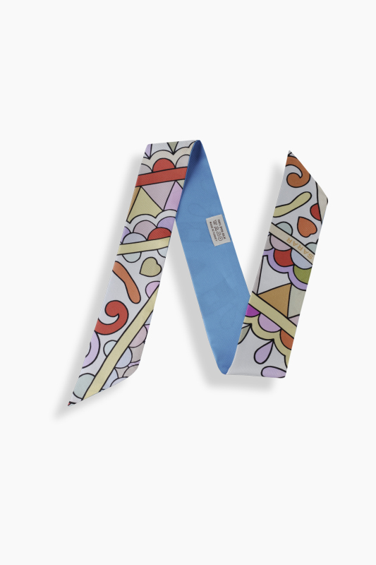 Delfina İpek Twill Mavi Fular - SARAR