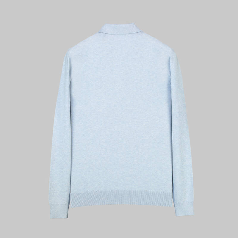 Düğmeli Polo Yaka Açık Mavi Triko - 2