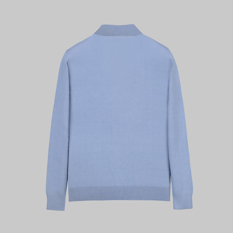 Düğmeli Polo Yaka Pamuklu Mavi Triko - 2