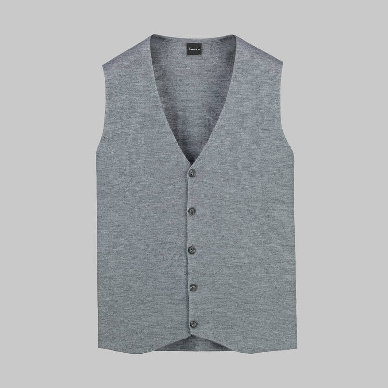 Erkek Gri Triko Yelek - 1