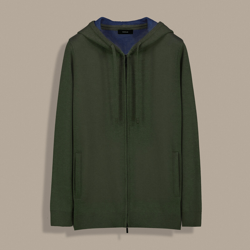 Kadın Kapüşonlu Fermuarlı Haki Eşofman Üstü - SARAR WOMAN