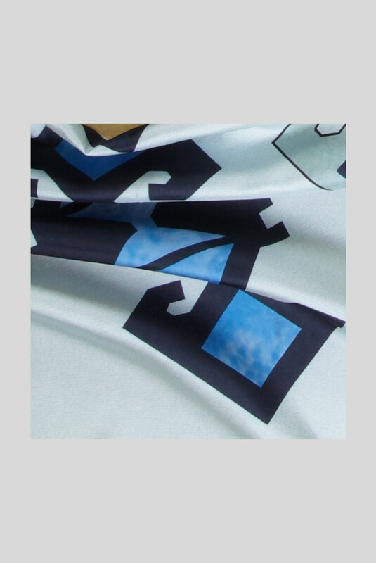 Etnik Desenli Twill Açık Gri İpek Eşarp - SARAR