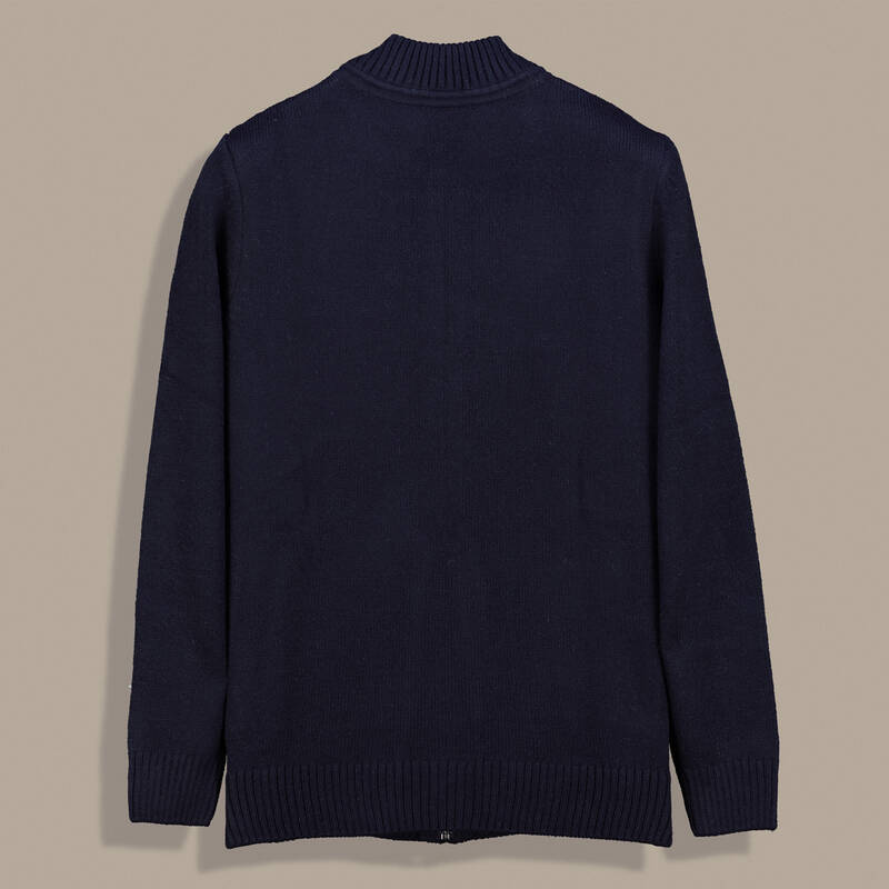 Fermuarlı Desenli Lacivert Hırka - 2