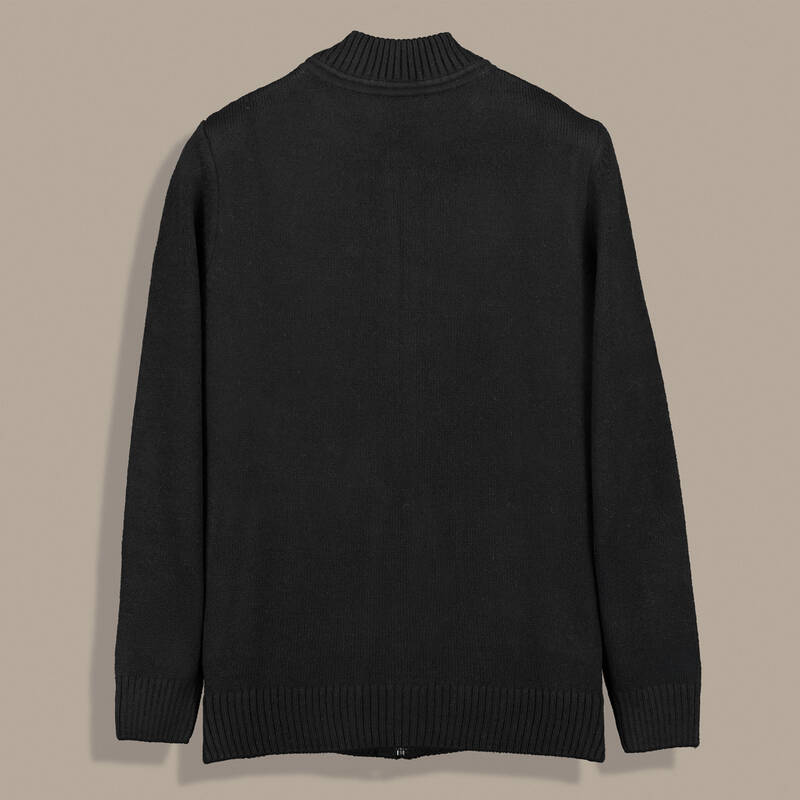 Fermuarlı Desenli Siyah Hırka - 2