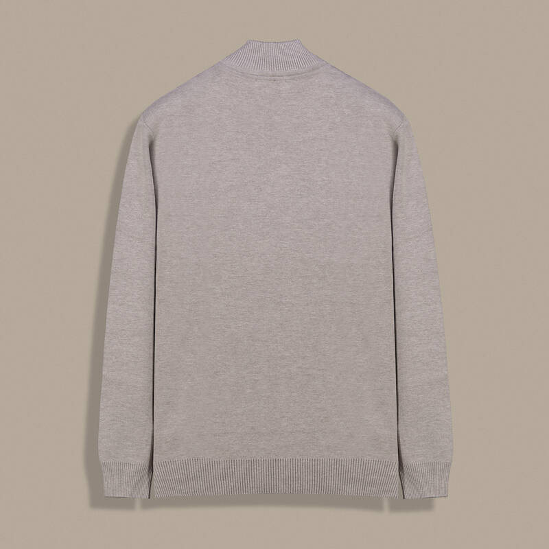 Desenli Fermuarlı Bej Hırka - 2