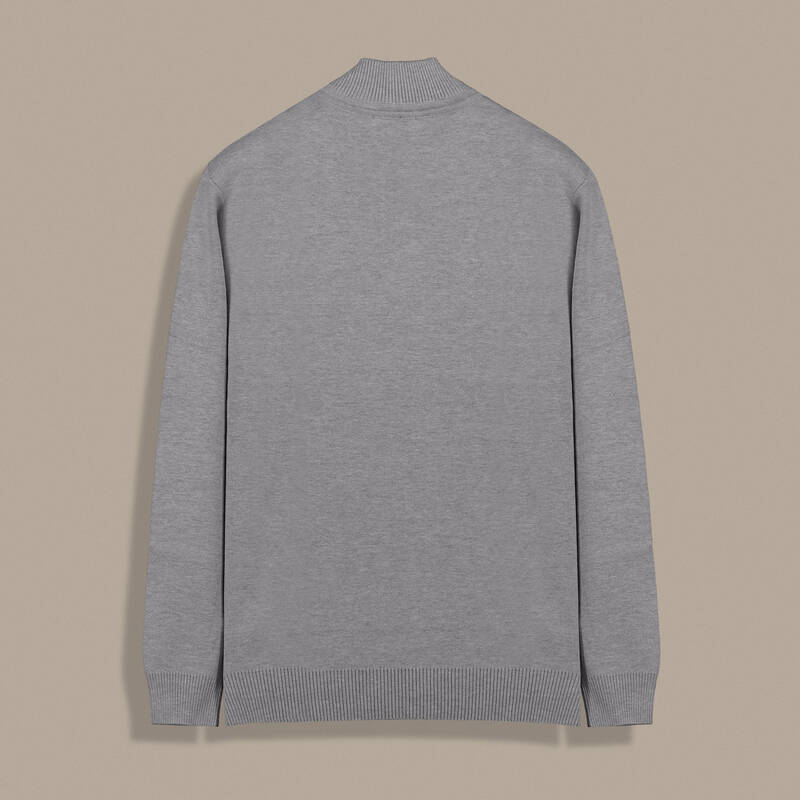 Desenli Fermuarlı Gri Hırka - 2