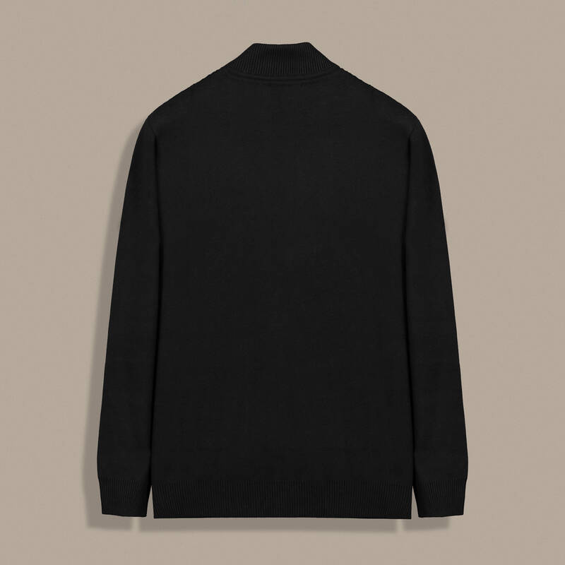 Desenli Fermuarlı Siyah Hırka - 2