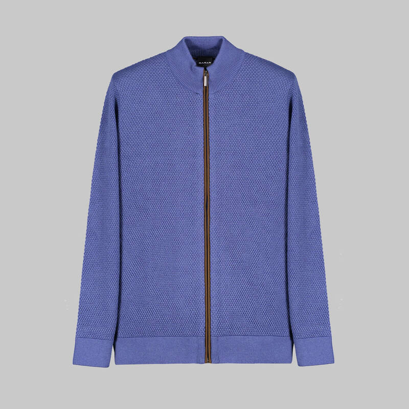 Fermuarlı Mavi Hırka - 1