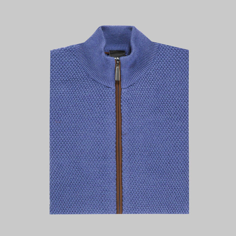 Fermuarlı Mavi Hırka - 3