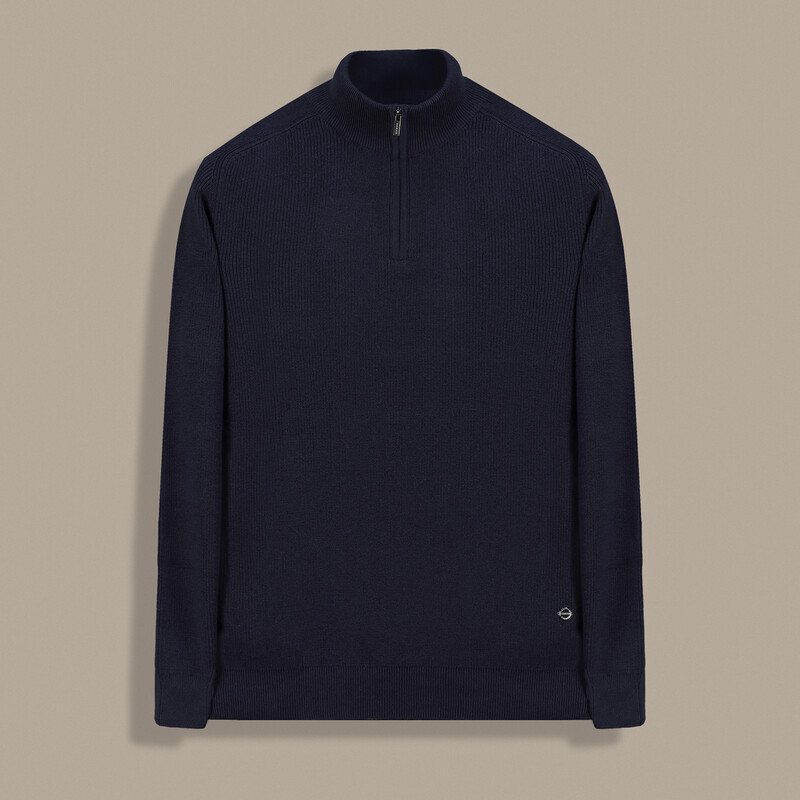 Yarım Balıkçı Fermuarlı Lacivert Triko 