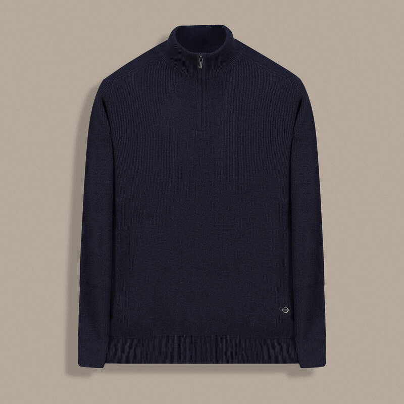 Yarım Balıkçı Fermuarlı Lacivert Triko - 1