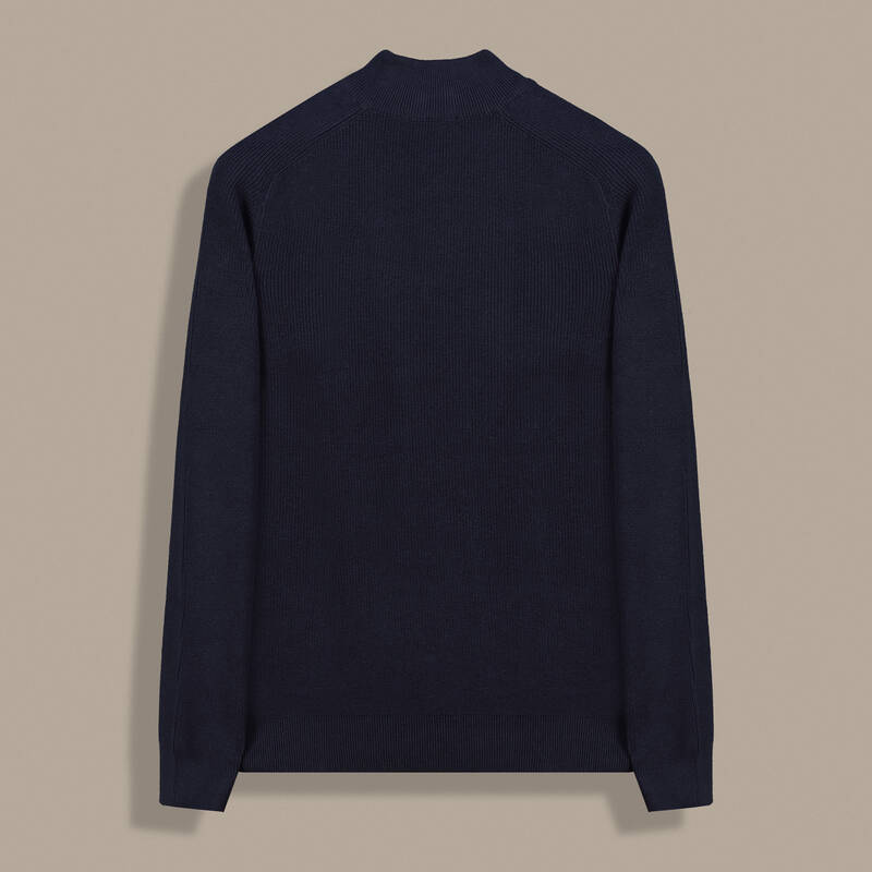 Yarım Balıkçı Fermuarlı Lacivert Triko - 2