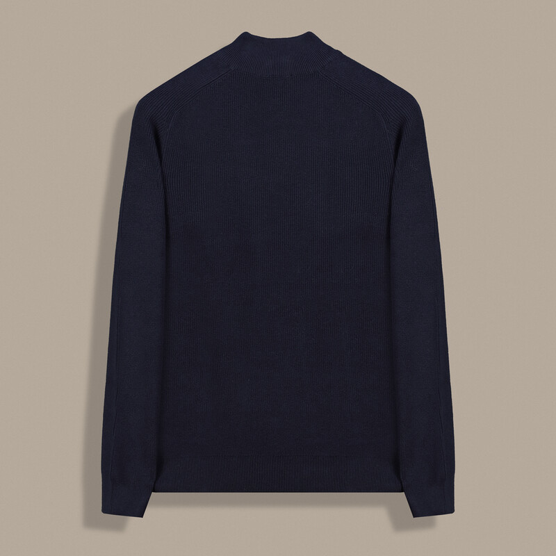 Yarım Balıkçı Fermuarlı Lacivert Triko - SARAR