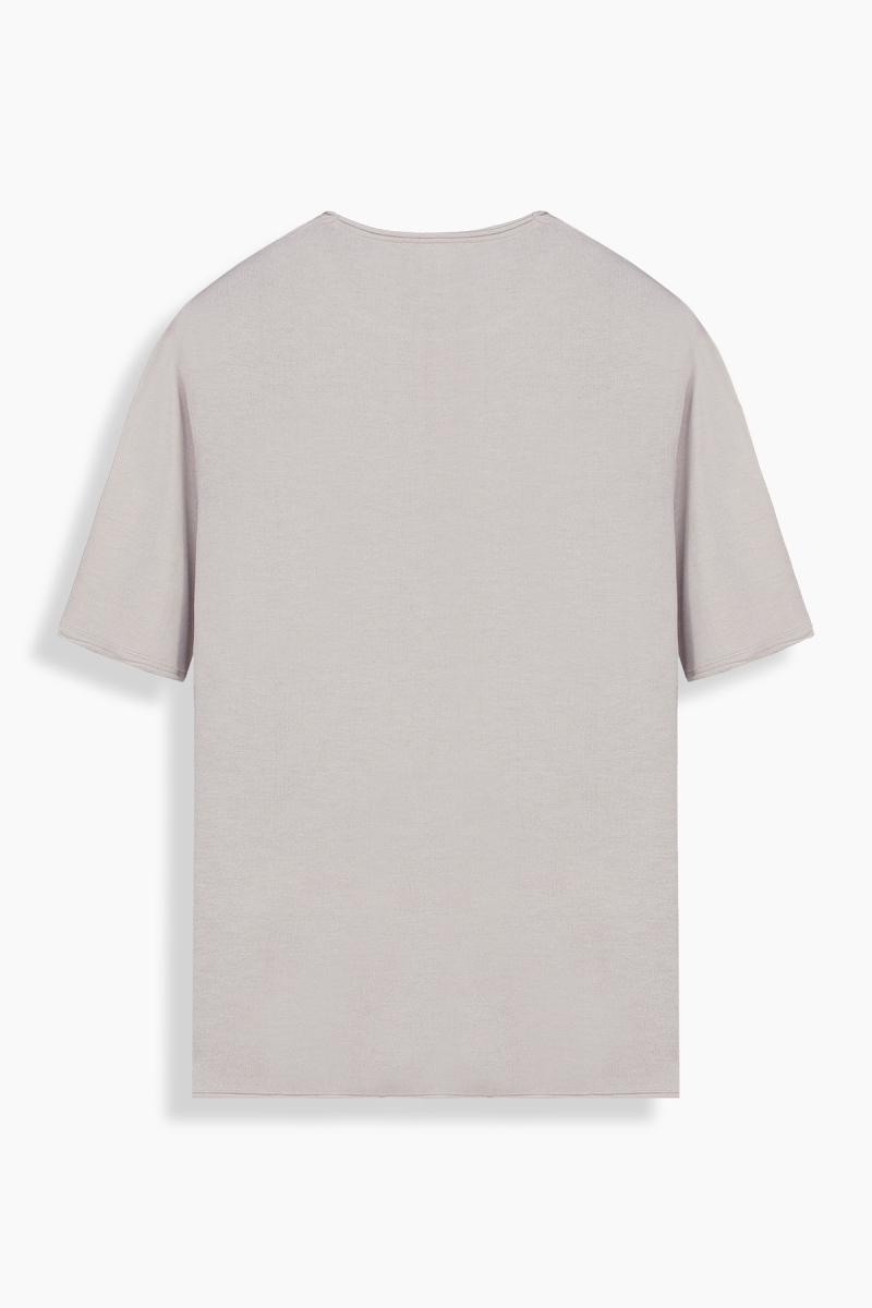 Flair Bisiklet Yaka Açık Gri Triko Tişört - 2