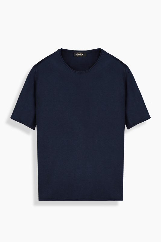 Flair Bisiklet Yaka Lacivert Triko Tişört 