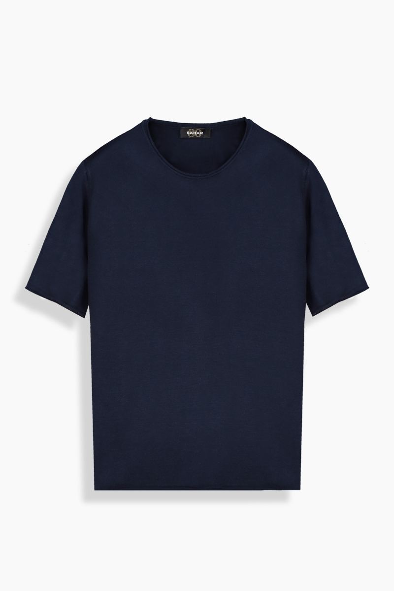 Flair Bisiklet Yaka Lacivert Triko Tişört - 1