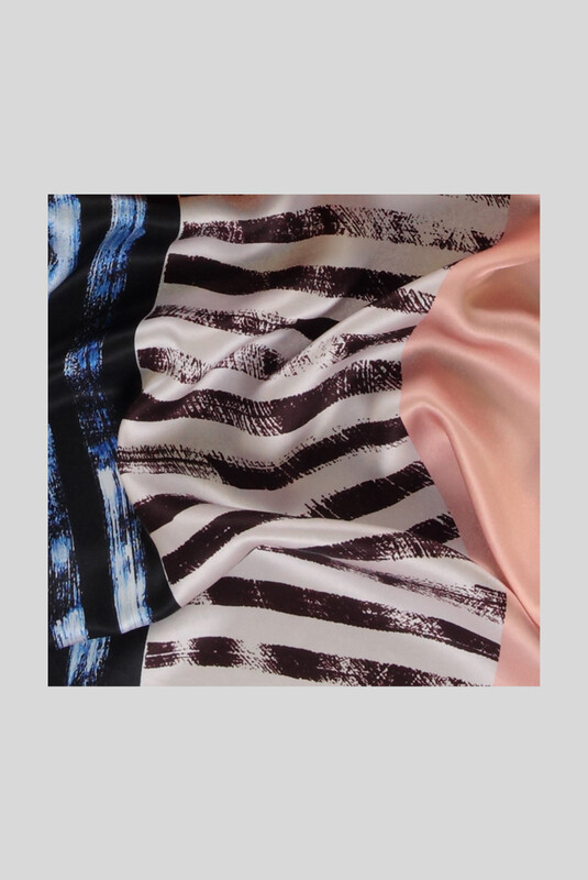 Geometrik Desenli Saten İpek Eşarp - SARAR