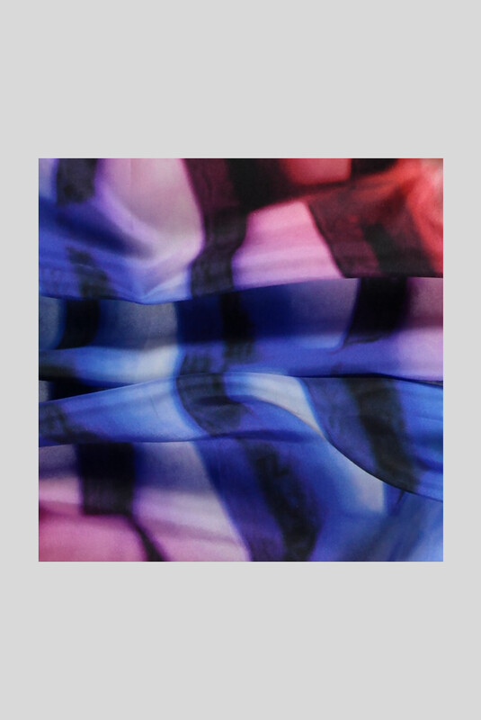 Geometrik Desenli Twill Mavi İpek Eşarp - SARAR