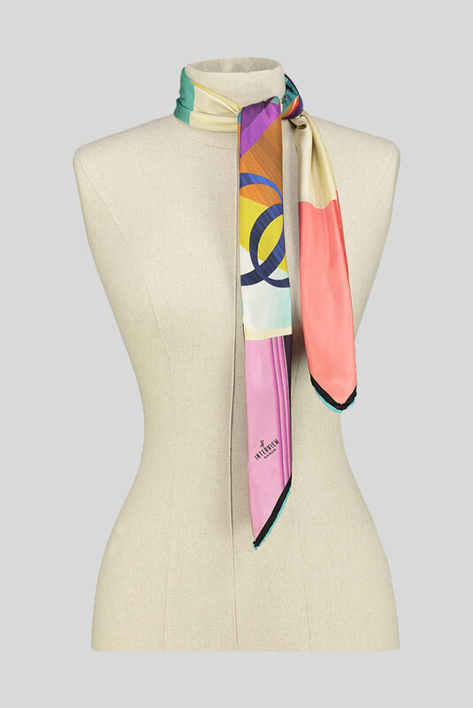 Geometrik Desenli Sarı Twill İpek Eşarp - SARAR