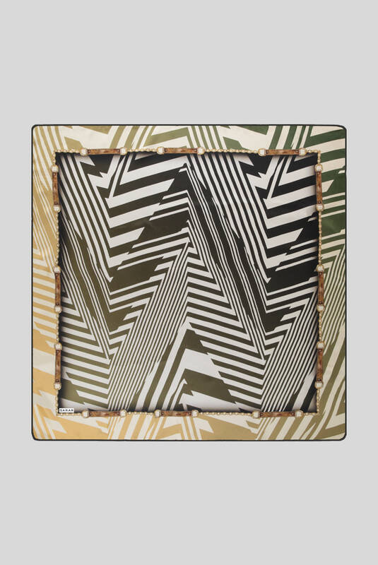 Geometrik Desen Twill Haki İpek Eşarp - 1
