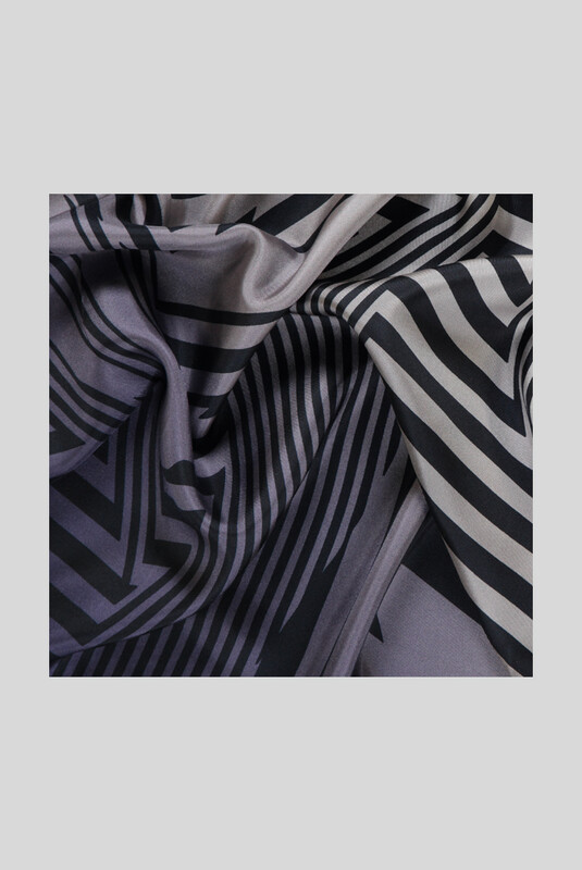 Geometrik Desen Twill Mor İpek Eşarp - SARAR