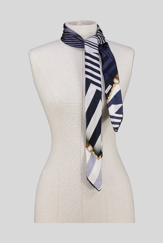 Geometrik Desen Twill Mor İpek Eşarp - SARAR