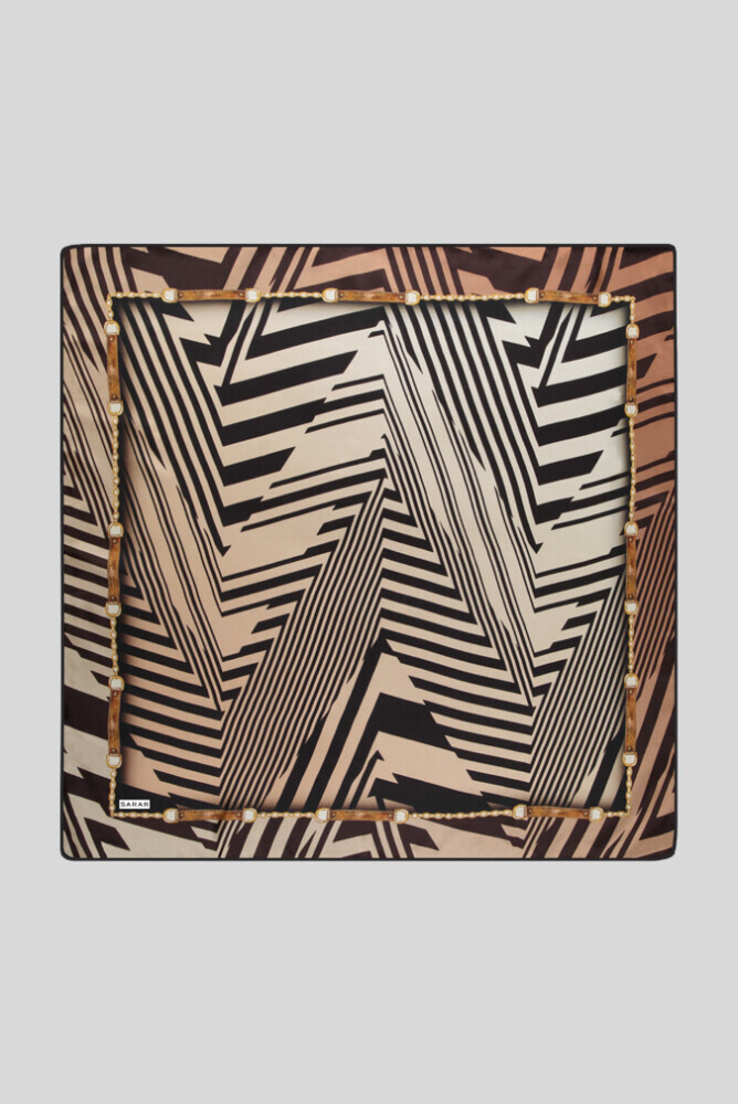 SARAR GEOMETRİK DESENLİ TWILL İPEK EŞARP