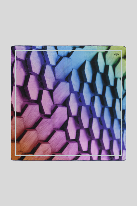 Geometrik Desenli Twill Lila İpek Eşarp 