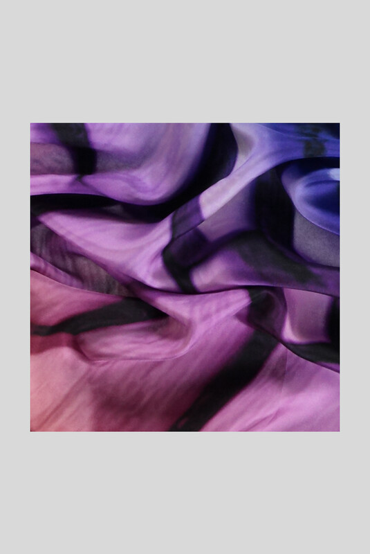 Geometrik Desenli Twill Lila İpek Eşarp - SARAR