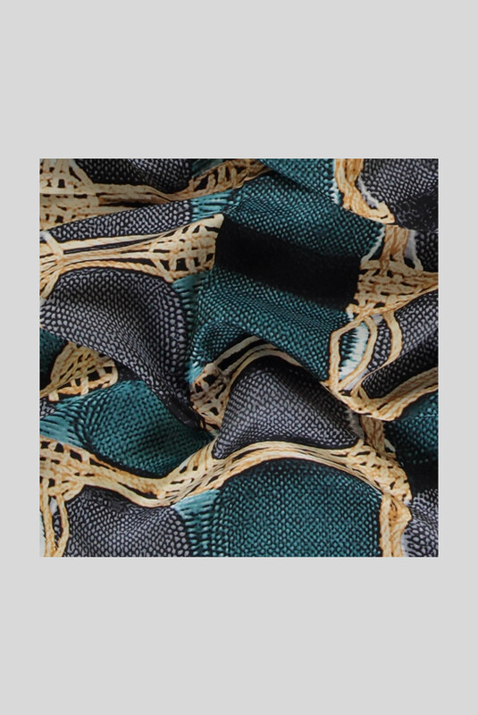 Hasır Desenli Twill Mavi İpek Eşarp - SARAR