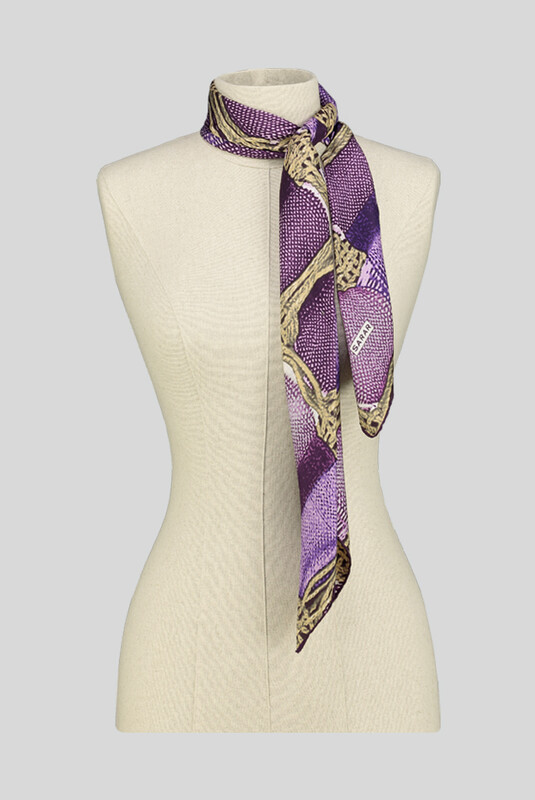 Hasır Desenli Twill Mor İpek Eşarp - SARAR