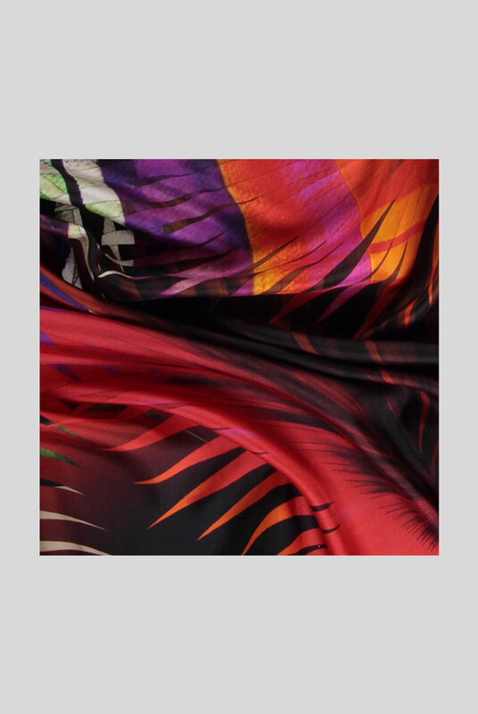 Hasır Desenli Kırmızı Twill İpek Eşarp - SARAR