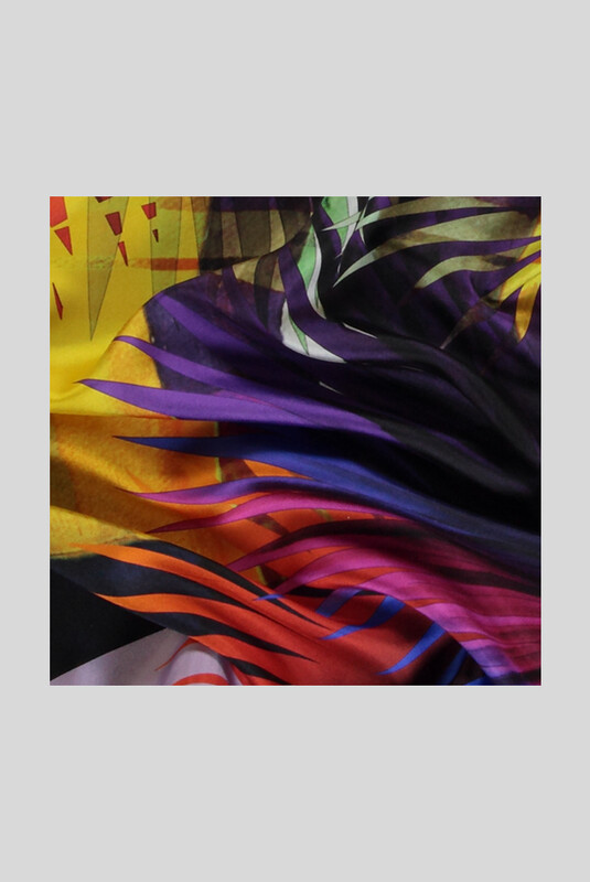 Hasır Desenli Lila Twill İpek Eşarp - SARAR