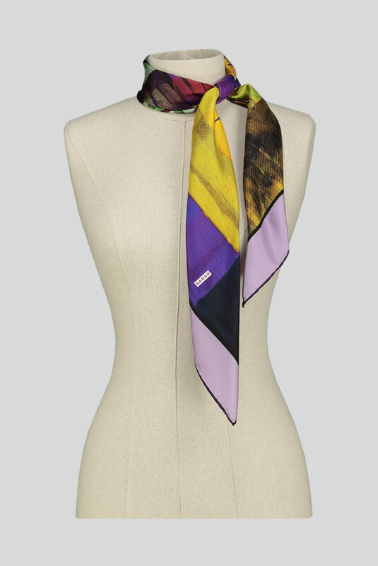 Hasır Desenli Lila Twill İpek Eşarp - SARAR