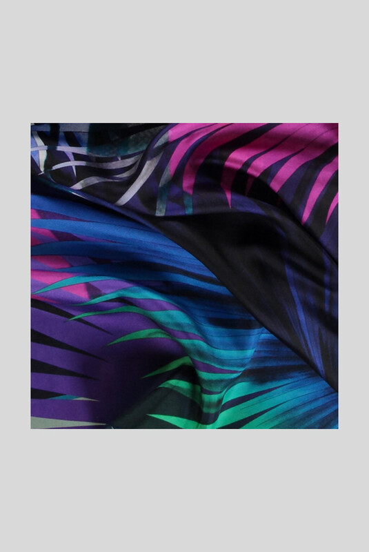 Hasır Desenli Mavi Twill İpek Eşarp - SARAR