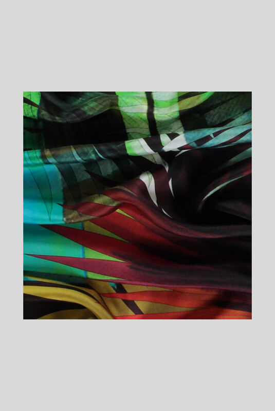 Hasır Desenli Turkuaz Twill İpek Eşarp - SARAR