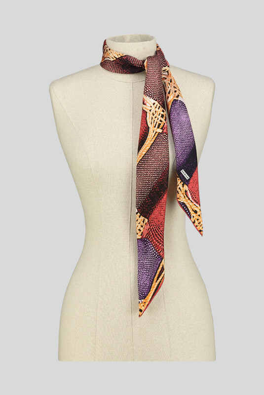 Hasır Desenli Twill Kırmızı İpek Eşarp - SARAR