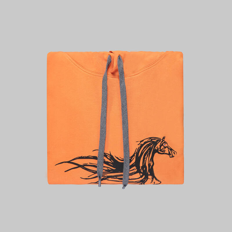 Kapüşonlu Pamuklu Turuncu Sweatshirt - 3