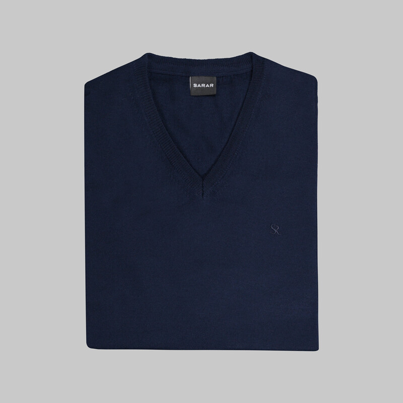 Lacivert V Yaka Triko - SARAR