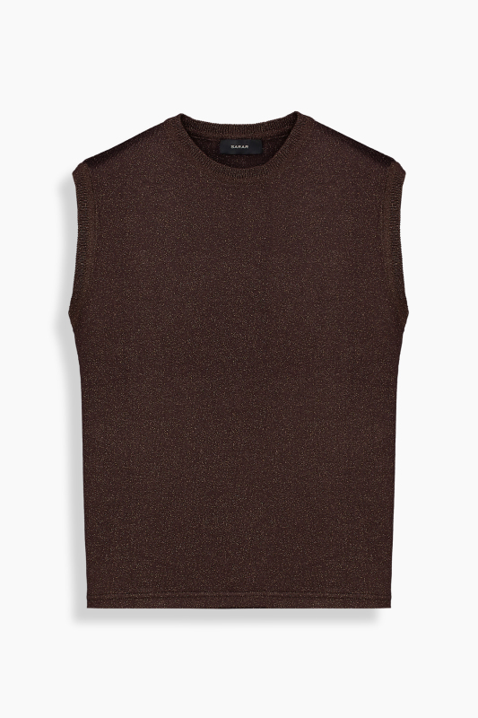 Lina Simli Kahverengi Triko Bluz 