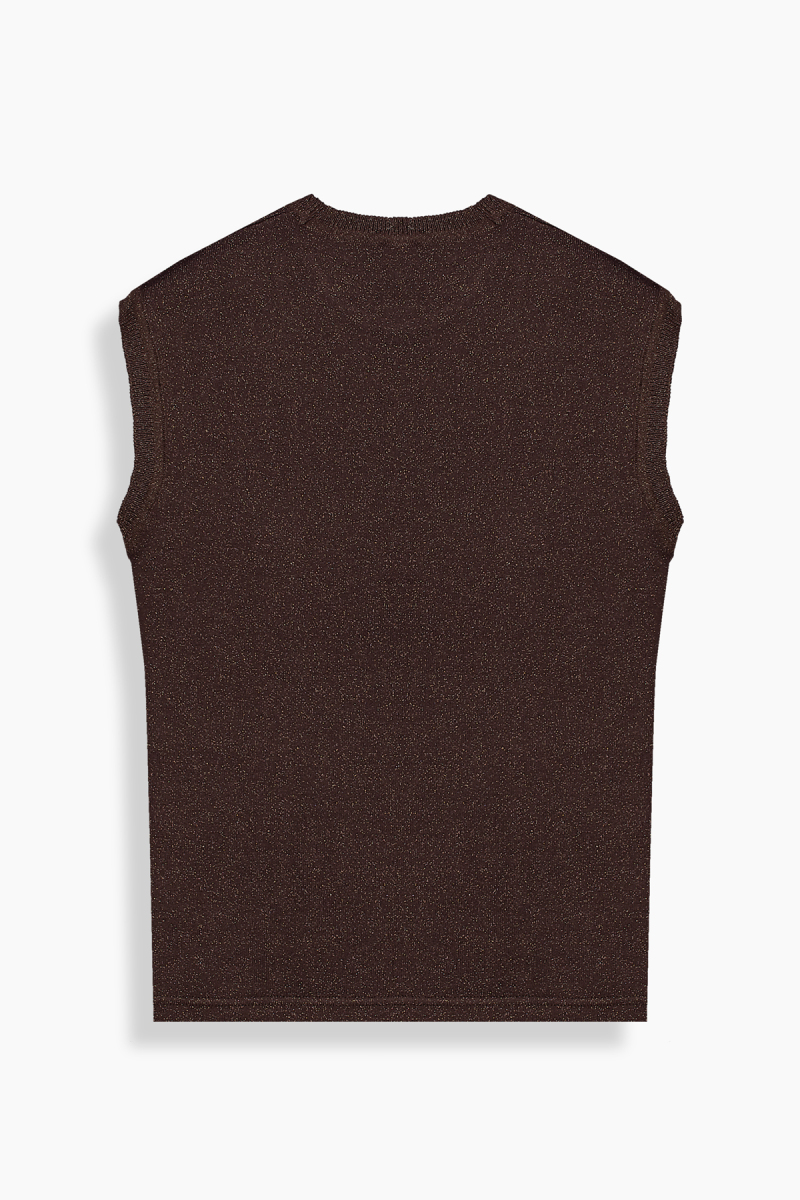 Lina Simli Kahverengi Triko Bluz - 2