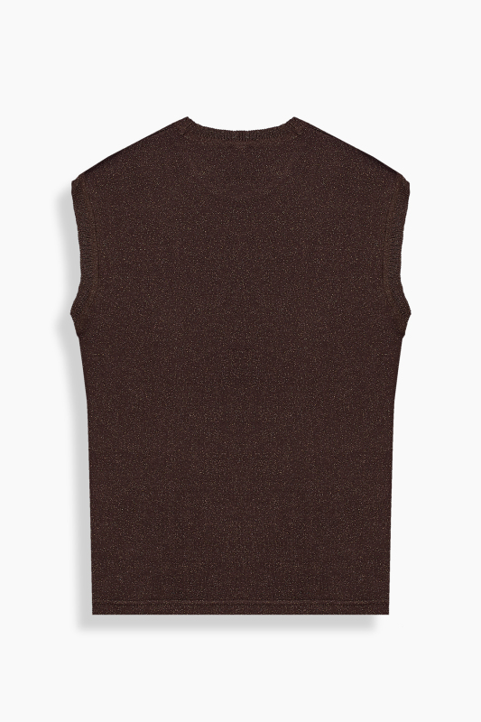 Lina Simli Kahverengi Triko Bluz - SARAR WOMAN