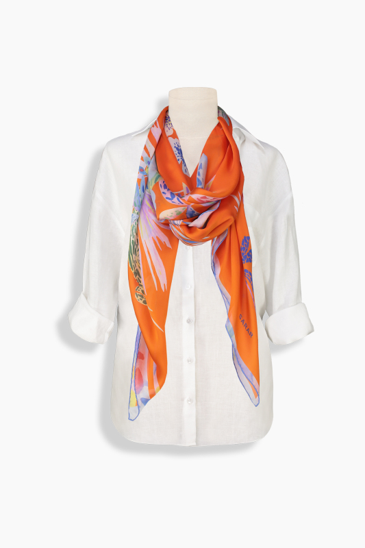 Luana Turuncu İpek Şifon Eşarp - SARAR