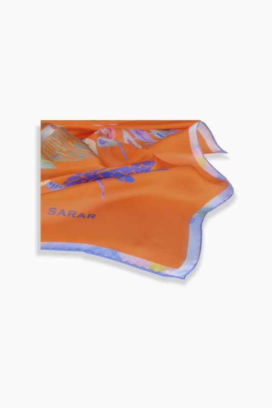 Luana Turuncu İpek Şifon Eşarp - SARAR