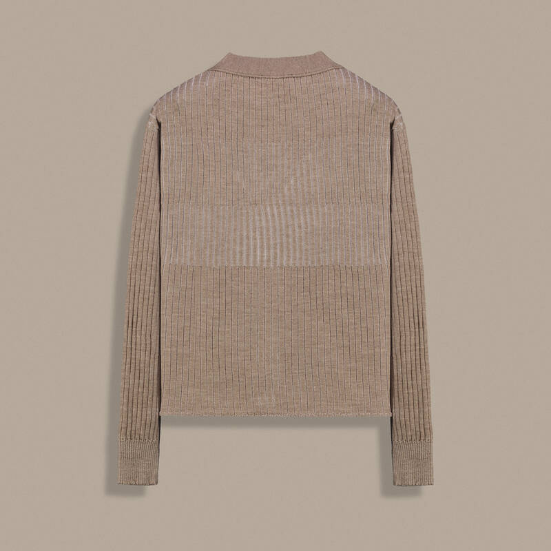 Melange Düğmeli Bej Hırka - 2