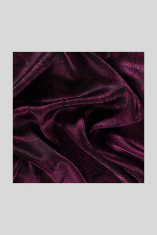 Mermer Desenli Fuşya Saten İpek Eşarp - SARAR