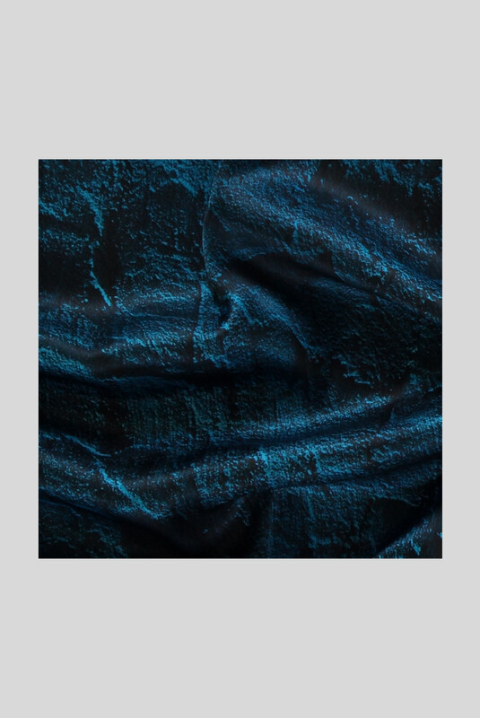 Mermer Desenli Petrol Rengi Saten İpek Eşarp - SARAR