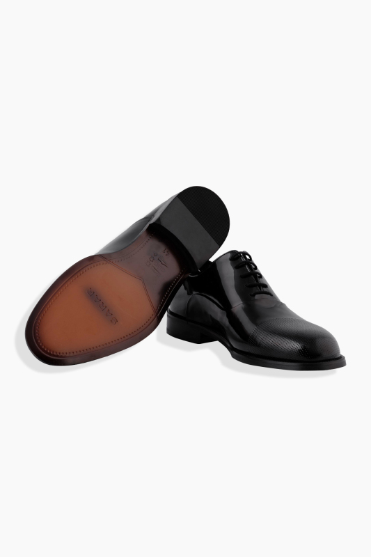 Microlight Taban Siyah Rugan Önü Dokulu Ayakkabı - SARAR